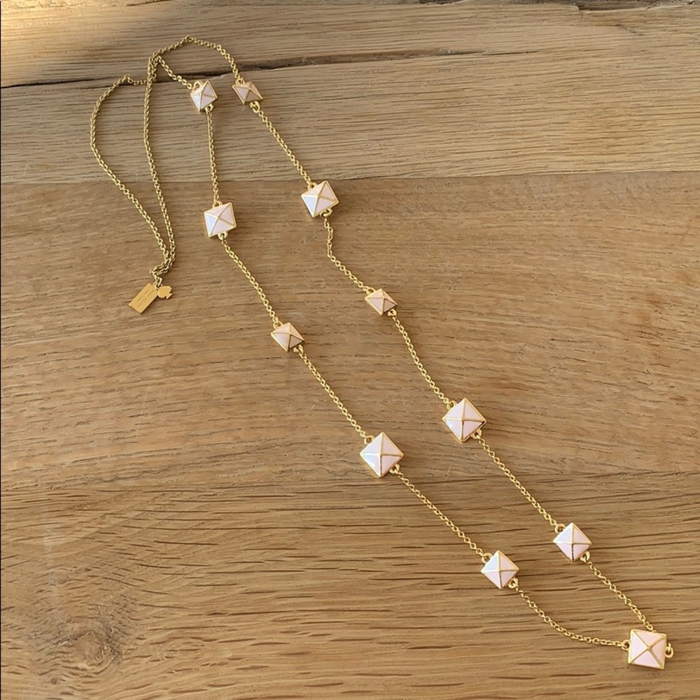 Kate Spade Pink Enamel Pyramid Long Necklace, 32”